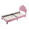 Upholstered Children's Bed 90 x 200 cm, Bed Frame with Flower-Shaped Headboard and Slatted Frame, Skin-Friendly Velvet Fabric, Guest Bed (Color: Pink)