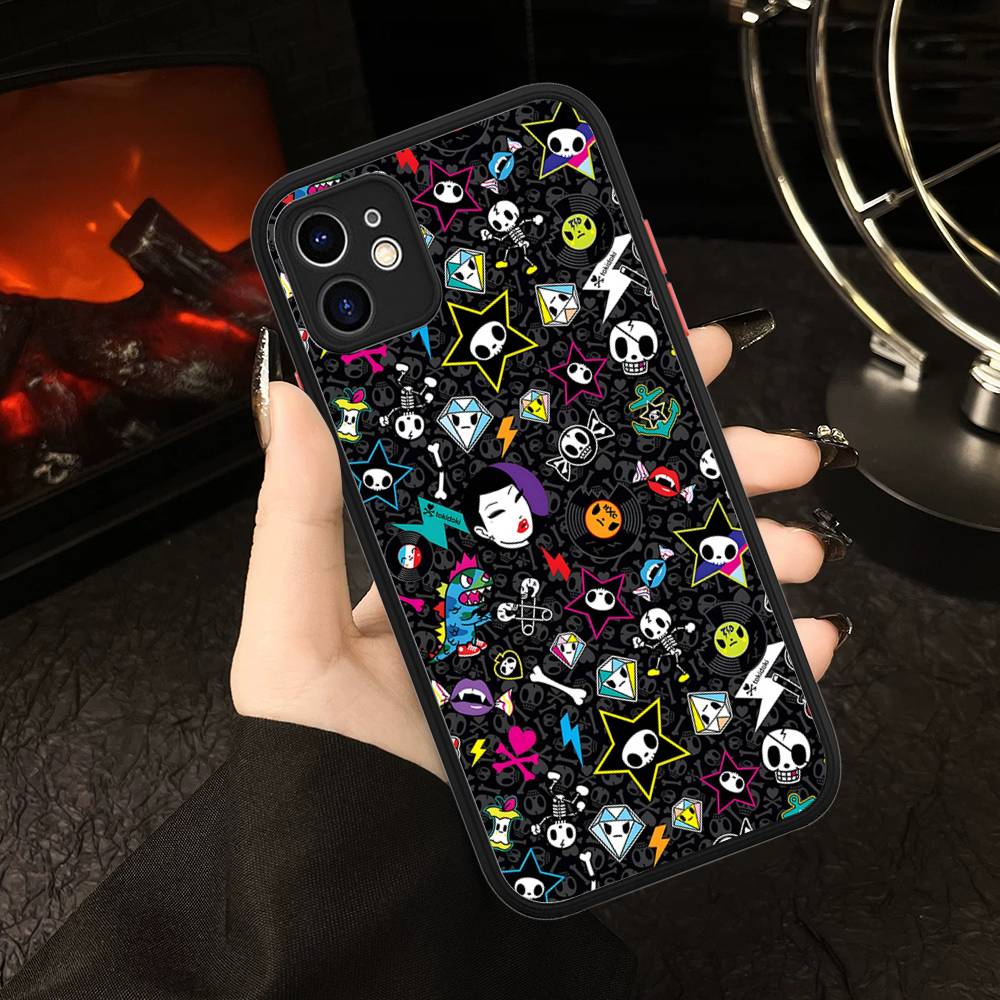 Character T-tokidoki For IPhone 16 15 14 13 12 11 Pro Max X XS MAX Plus Translucent Black Phone Cover