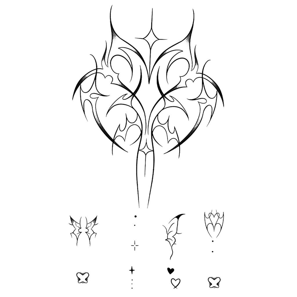 Advanced Sense Thorns Sun Moon Lotus Totem Crown Butterfly Love Flower Arm Waist Tattoo Sticker