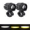 10-48V Dual Color Motorcycle LED Spotlight Hi/Lo Beam White Yellow Driving Fog Light IP68 Waterproof Spot Flood Auxiliary light