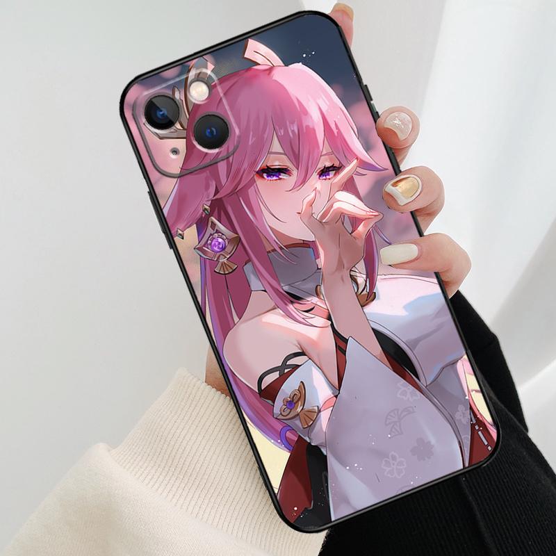 Yae Miko Genshin Impact Phone Case For iPhone 17 Pro Max 14 13 12 11 15 16 Pro Max mini 16 15 Plus 16e 17 Air Cover