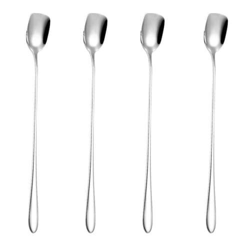Desirable Spoons, 4-Piece Set, 20.5cm Stainless Steel Parfait Spoons with Muddlers, Dishwasher Safe [3-Year Warranty] Long Spoons for Iced Coffee, Tea