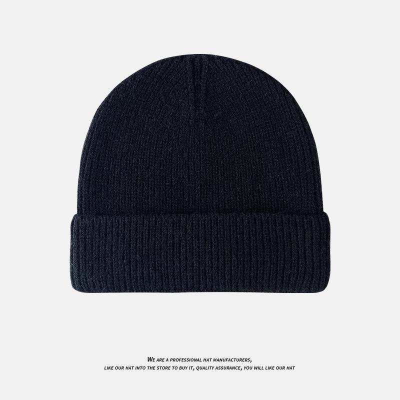 Light Plate Knitted Hat for Women Thickened Warm Ear Protection Cold Hat for Students Simple and Versatile Pullover Woolen Hat for Men