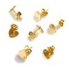 10pcs/lot Gold Color Stainless Steel Heart Drops Round Hole Ear Studs With Earring Plug For DIY Jewelry Making Accessories