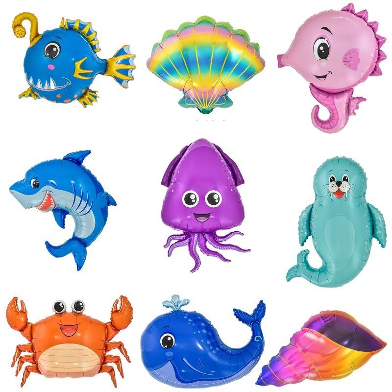 Ocean Animal Balloons, Baby Birthday Party Arrangement, Children'S Birthday Cartoon Living Room Print Special Shape