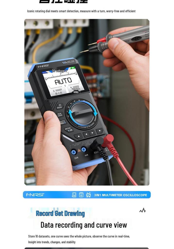 FNIRSI DST210 Three-in-One Digital Multimeter & 10M Bandwidth Four-and-a-Half Digit Oscilloscope