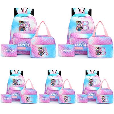 3 szt./zestaw Kreskówkowy Plecak z Nadrukiem K-Pop ze Piórnikiem Torbą na Lunch dla Nastolatki Dziewczynki Chłopca Plecak Duża Pojemność Torba Podróżna Prezent dla Dziecka Rucksack