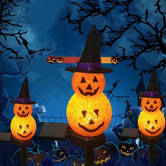 

Хэллоуин Солнечный светильник для тыквы Водонепроницаемый Устойчивый к погодным условиям Простая установка Уличное освещение на солнечной энергии Украшения на Хэллоуин pumpkin