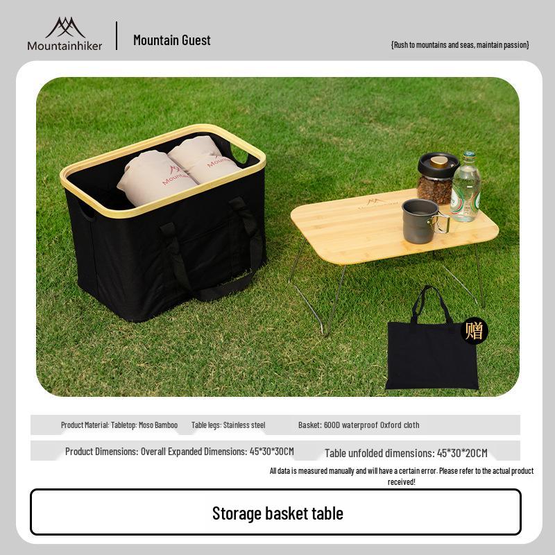 Mountain Guest Portable Camping Table & Storage Basket: Large Capacity Folding Box