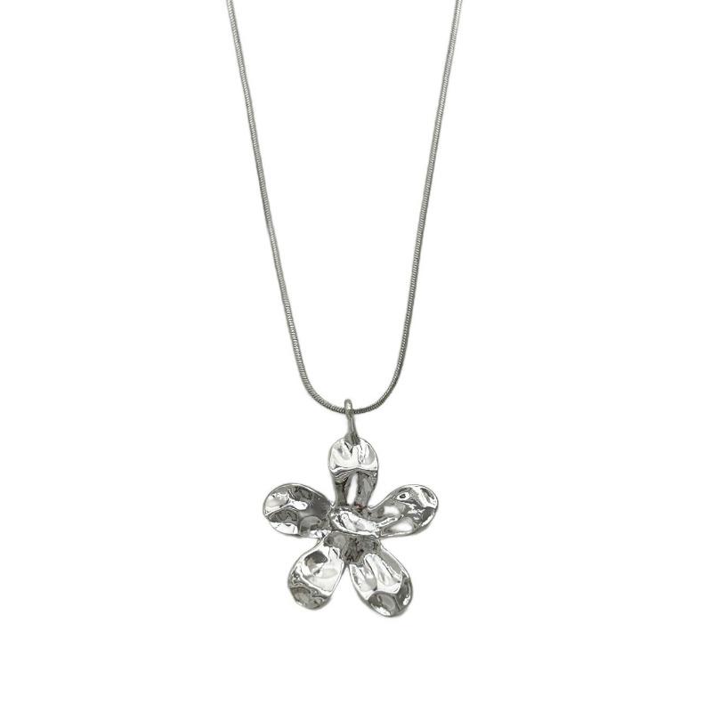 Korean Style Pull Out Flower Long Snake Bone Sweater Necklace For Women
