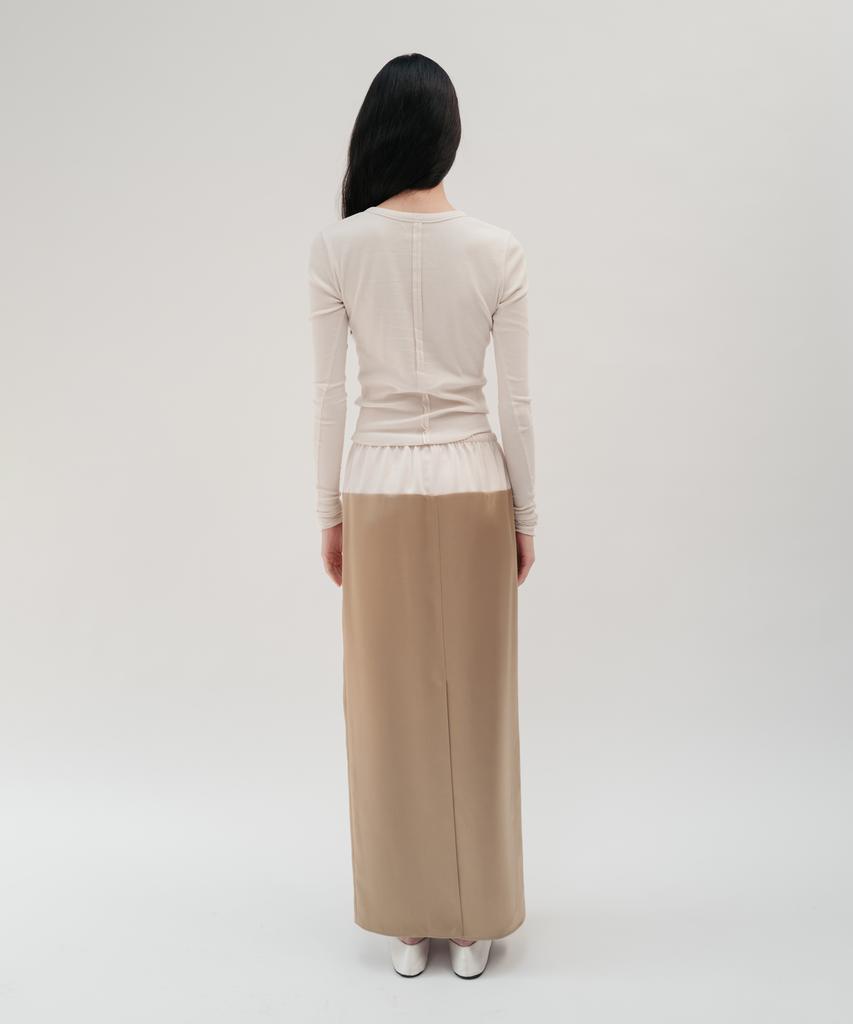 Bopeu Saba Contrast Satin Skirt (Beige)