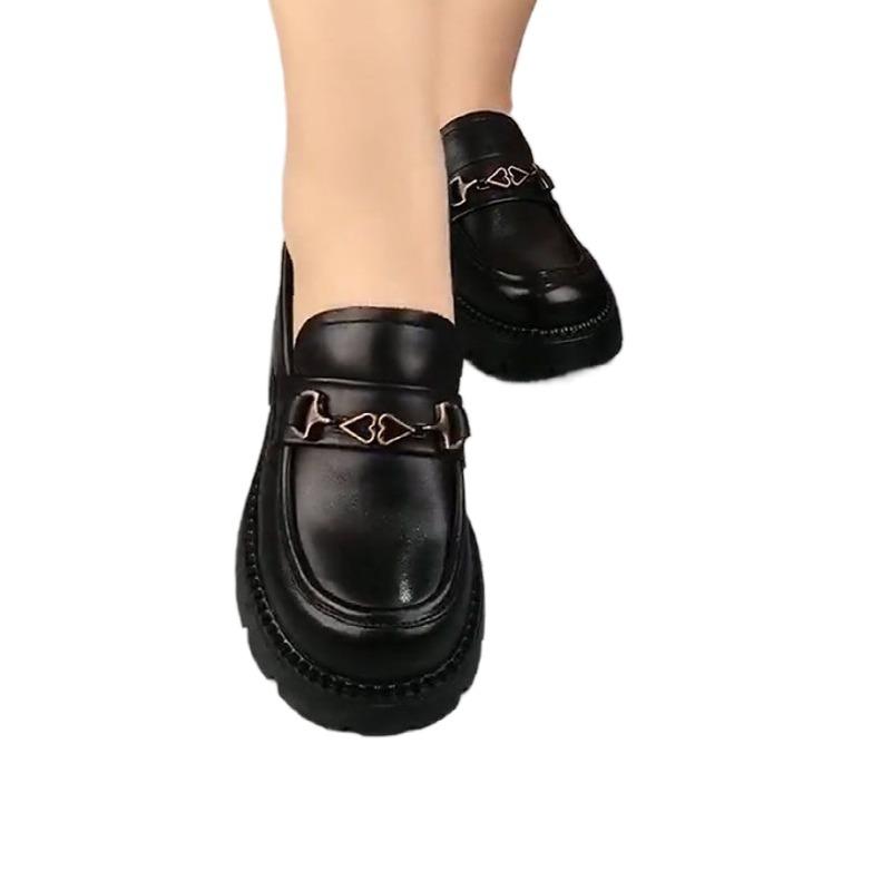 Loafers women's 2025 spring and autumn new British style small leather shoes women's one-pedal Doudou shoes single shoes women's lazy shoes