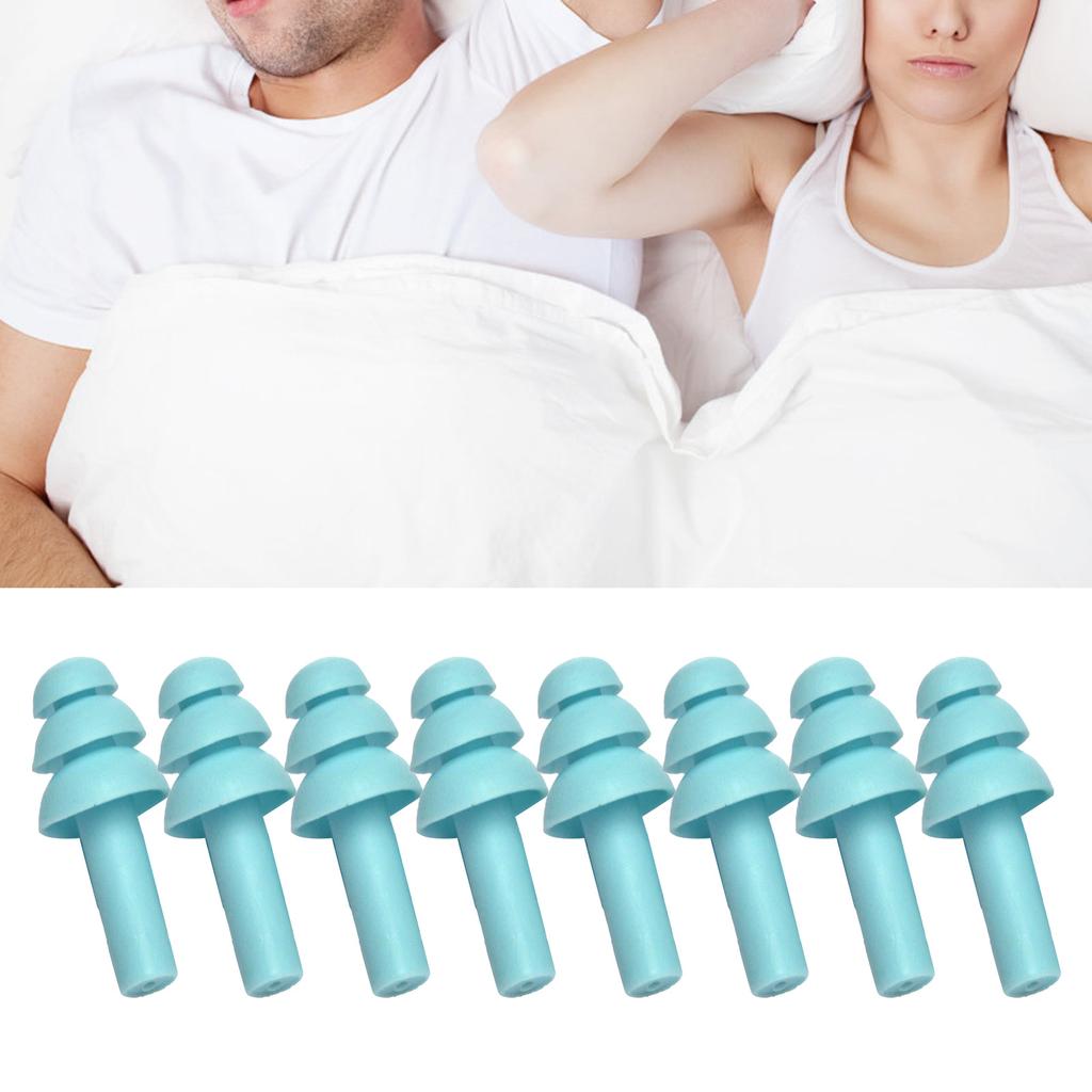 4 Paar geräuschunterdrückende Ohrstöpsel waschbar zum Schlafen schalldicht Silikon schützend Slow Rebound blau