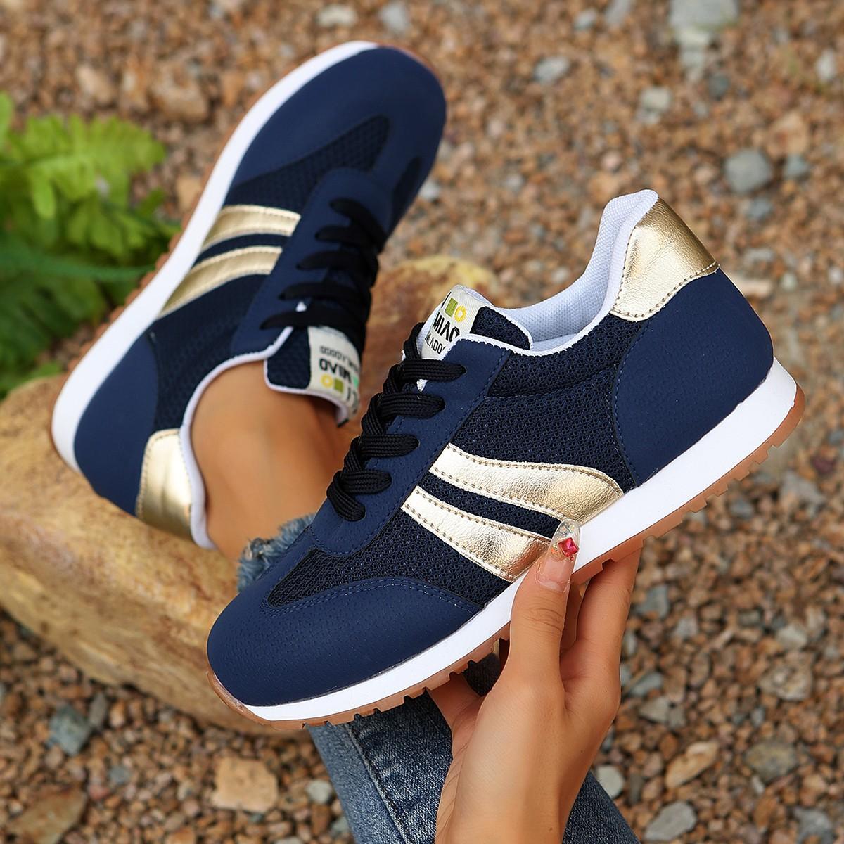 

Large size thick-soled splicing dad shoes for women 2025 new popular niche lace-up heightening casual sports shoes for women 36 синий