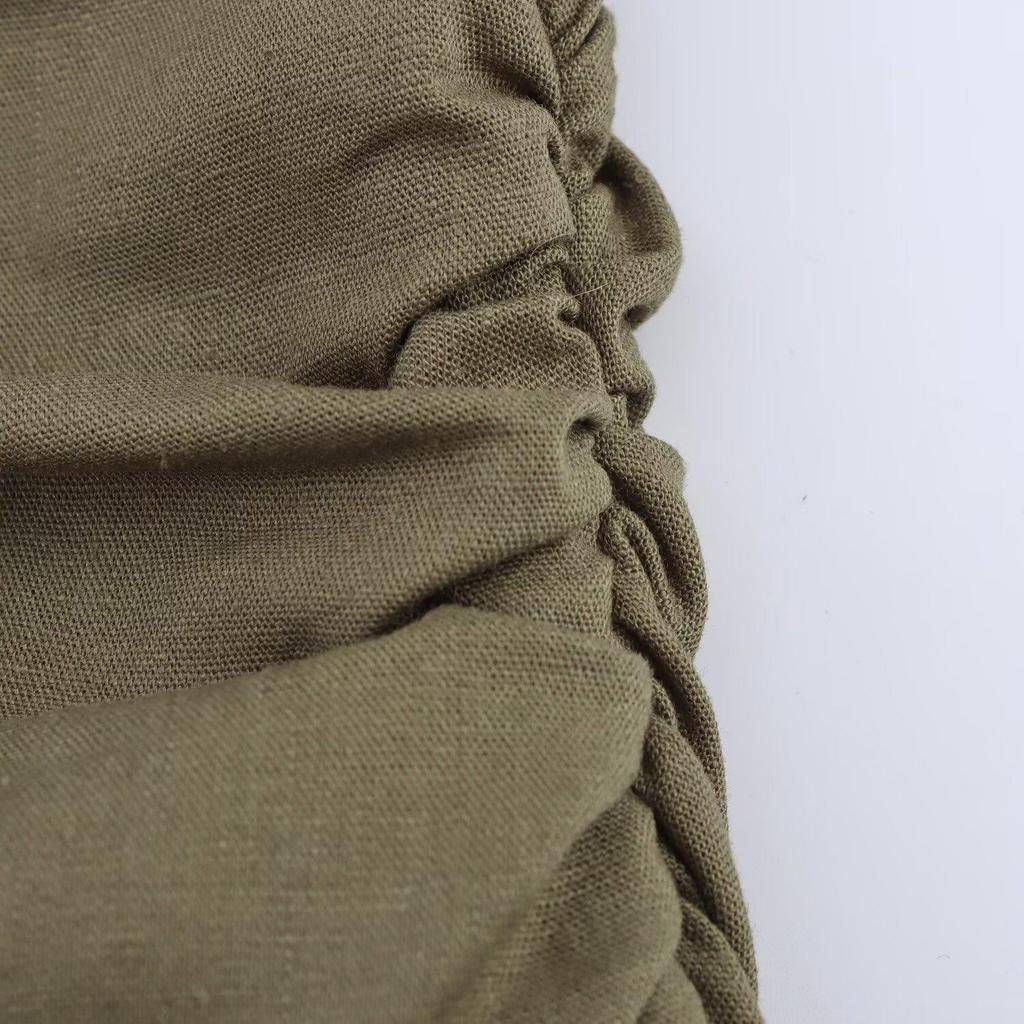 2025 Spring Women's European-American Style Linen Midi Dress