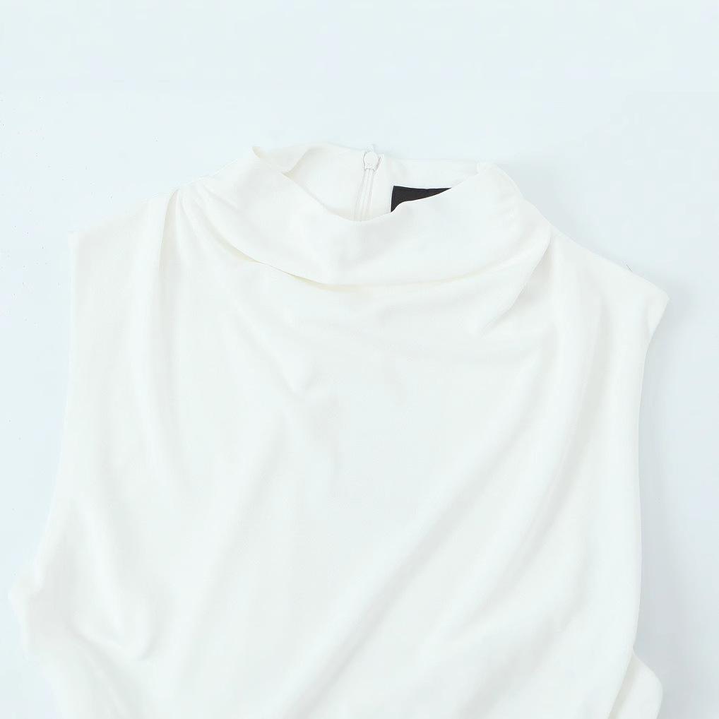 2025 Spring Women's European & American Style Knitted Ruffle Sleeveless Dress