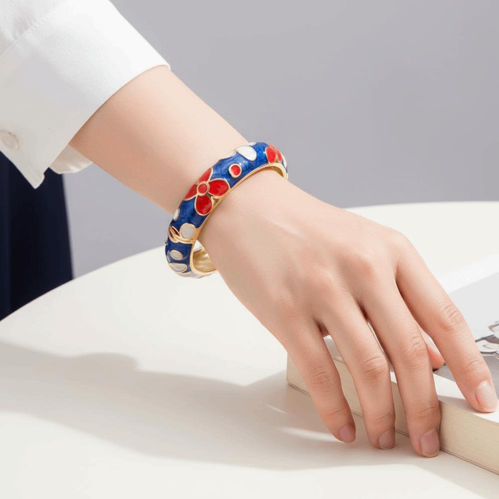 Chinese Style Vintage Cloisonne Bangle Traditional Women's Hand Bracelet  Girls