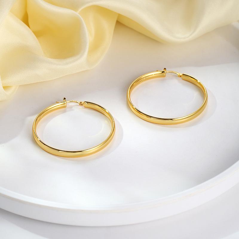 European & American Fashion Geometric Ear Cuff with Copper Curved Exaggerated Large Hoop Earrings