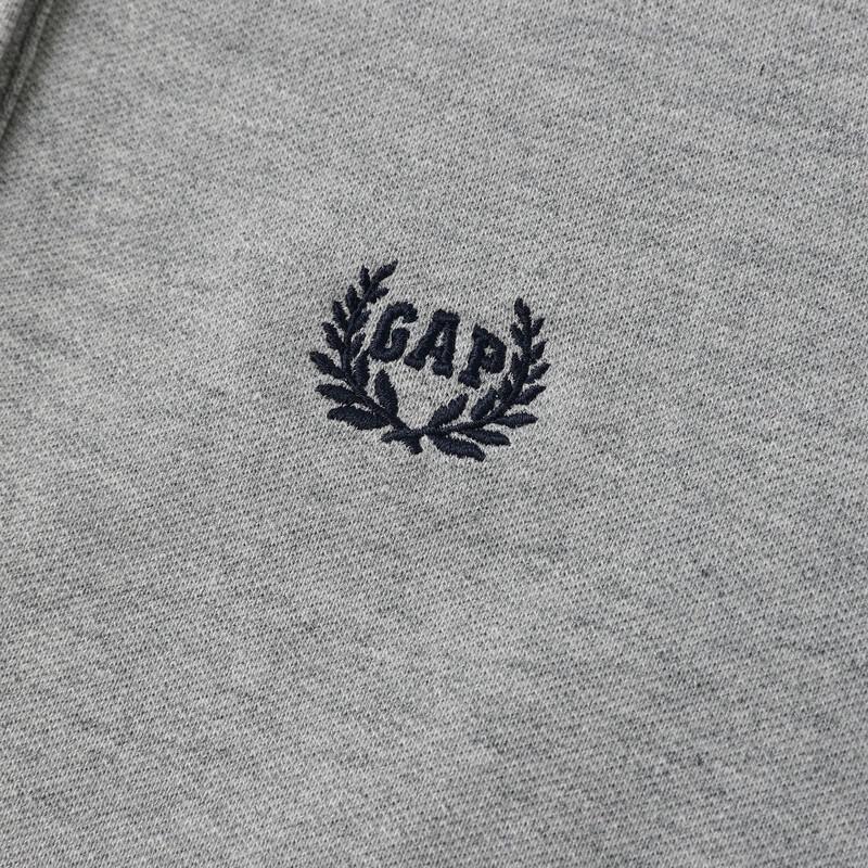 GAP Women's Pleated Logo Contrast Lapel Short Sleeve Dress