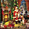 New Boss Christmas Santa Claus Fireplace Christmas Tree Tapestry Wall Hanging, Background Cloth Wall Decoration for Living Room,