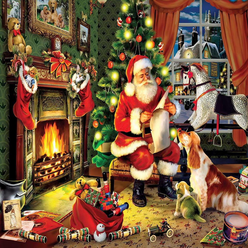 New Boss Christmas Santa Claus Fireplace Christmas Tree Tapestry Wall Hanging, Background Cloth Wall Decoration for Living Room,
