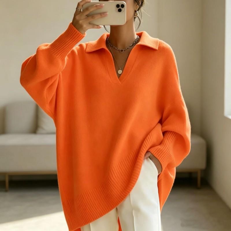 2026 Fall Winter Solid Color Long Sleeve Knit Sweater Women Loose Oversized Turtleneck Collar Pullover