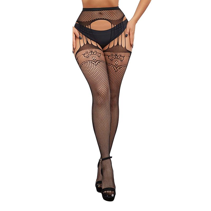 Female Vintage Fishnet Lace Pattern Tights Women Sexy Hollow Out Geometric Jacquard Pantyhose Anti-Pilling Jk Woman Legging