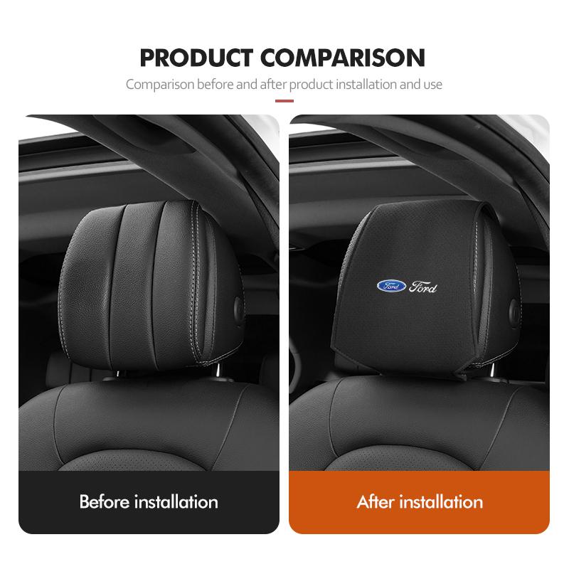 FRYX3 Perforated Suede Car Headrest Pillowcase Easy Install Scratch Resistant For Ford Focus mk2 mk3 mk4 Fiesta Ranger Mondeo S-MAX