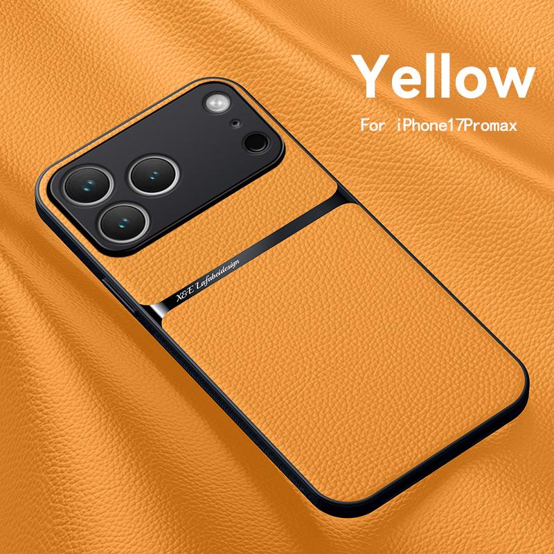 

Чехол Amour для iPhone 17 16 13 12 11 Pro Max 16E Чехлы с кожаным узором для iPhone 17 Air 15 14 Pro Max 16 Plus Задняя крышка iPhone 13 Pro жёлтый