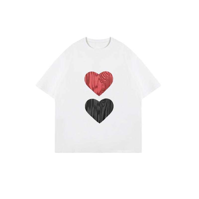 Oversized T Shirt Black Heart Wood Pattern Print Casual Streetwear Fashion Top For Women Summer Outfit