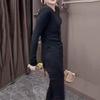 German Velvet Long Sleeve Irregular Slit Women's Bodycon T-shirt: Autumn/Winter Waist-Cinching Slimming Base Layer