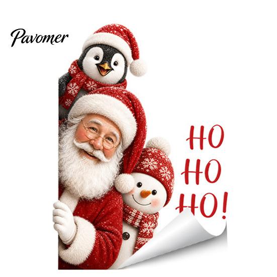 Christmas Gifts for Friends Window Stickers, Static Cling Santa Claus Snowman Reindeer Decals, Cute Animal Art Holiday Glass Clings Home Storefront