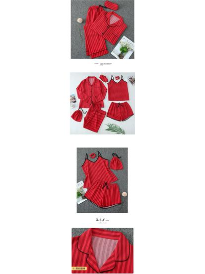 Parent-Child Matching Cotton Pajamas Set - Women's Tank Top & Shorts with Children's 7-Piece Homewear.