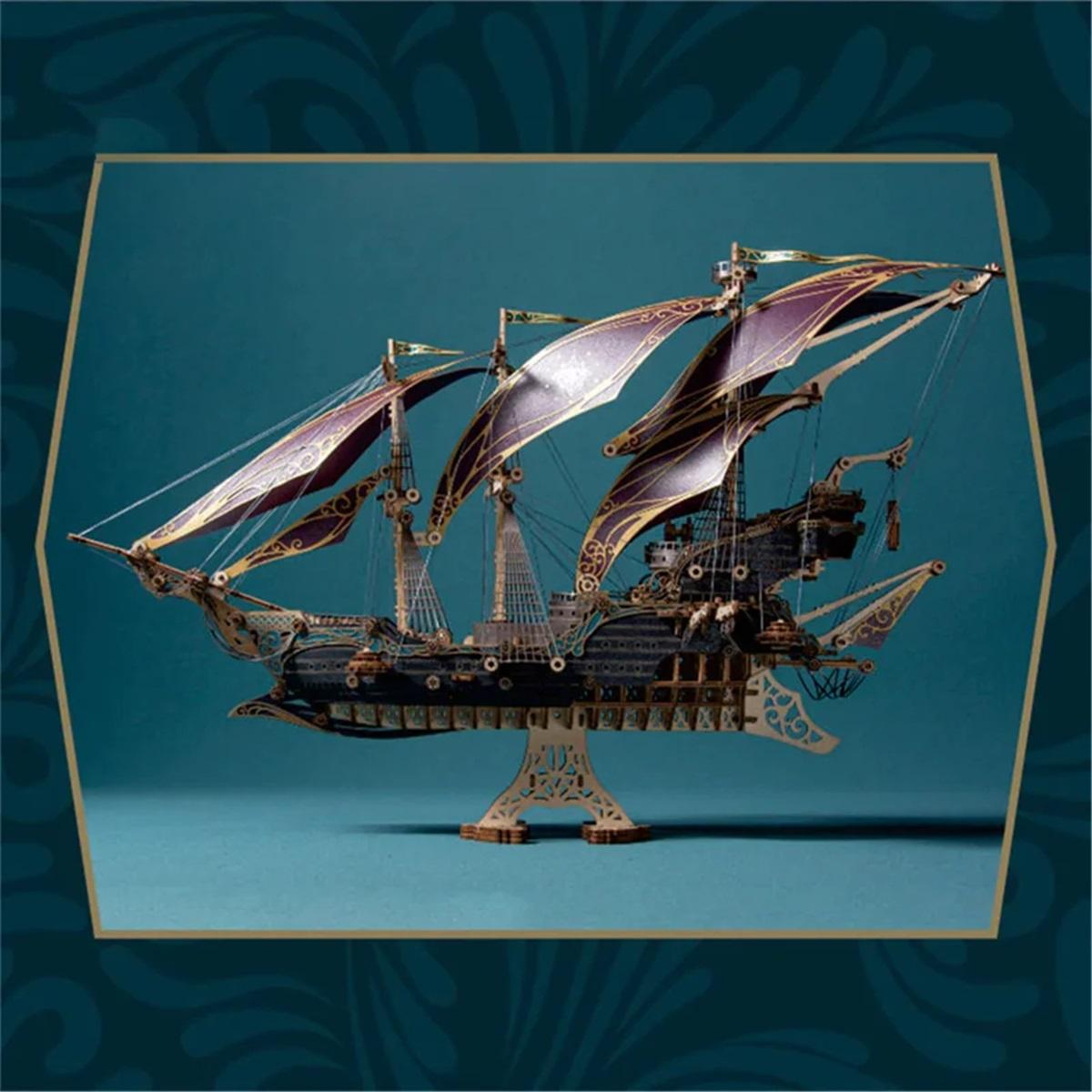 

3D Wooden Puzzle Kits Steampunk Mysteries Pirate Ship Of Future DIY Assembly Toy Wood Pirate Boat For Adults Kids Gift