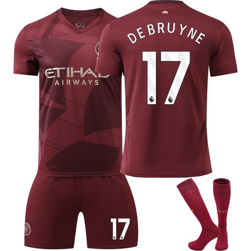 2425 Manchester City Jersey No. 9 Harland 17 De Braunet 10 Gralish Second Away Football Set