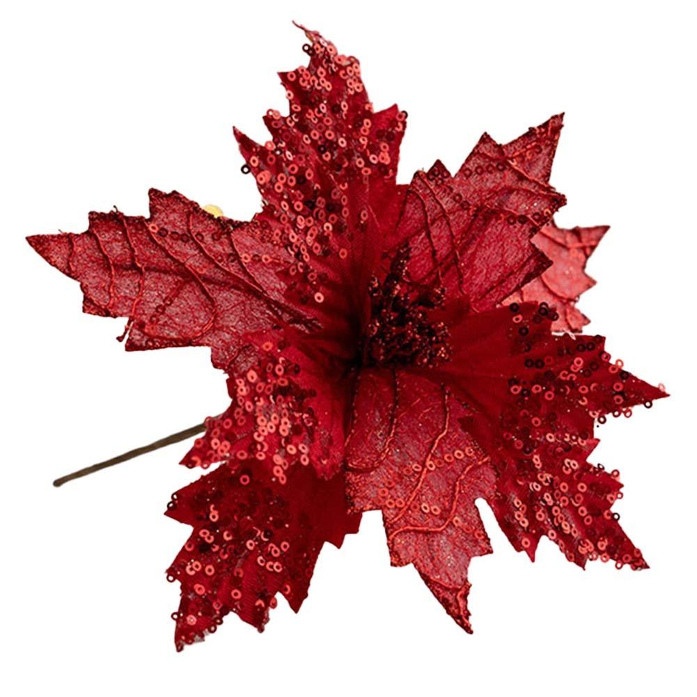 Elegant 25cm Glittering Poinsettia Flower for Holiday Celebrations