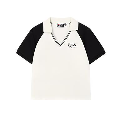 Original Logo Embroidered Color Block Fashion Casual Short Sleeve Polo Shirt Women Tops Cloud-White F11W519105F-WT