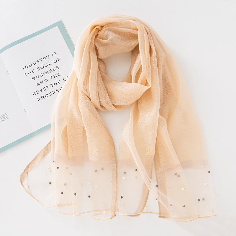 Luxury Pearl Long Scarf Shawl For Women Muslim Modal Hijab Thin Plain Scarf Big Size Headscarf Islamic Turban Headband 70*200Cm