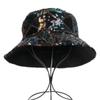 Dámský bucket Hat Fishing Cap Sequin Hip-hop Festival Glitter Bling Wide Brim