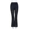 Pantaloni a zampa sexy estivi europei e americani in pizzo scuro a vita alta per donna