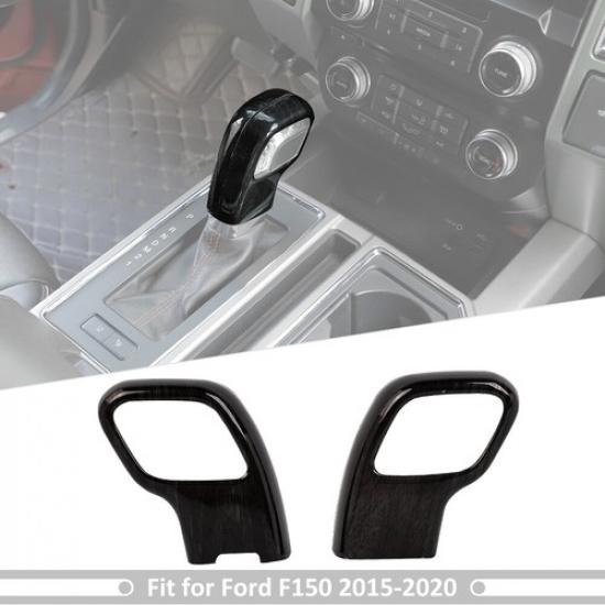 Black Wood Grain Inner Gear Shift Head Knob Decor Cover For Ford F150 2015-