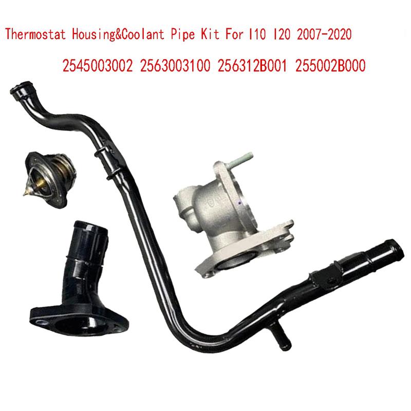 Wytrzymały zestaw obudowy termostatu i przewodu chłodzącego do Hyundai I10 I20 2007- 2545003002 2563003100 256312B001 255002B000