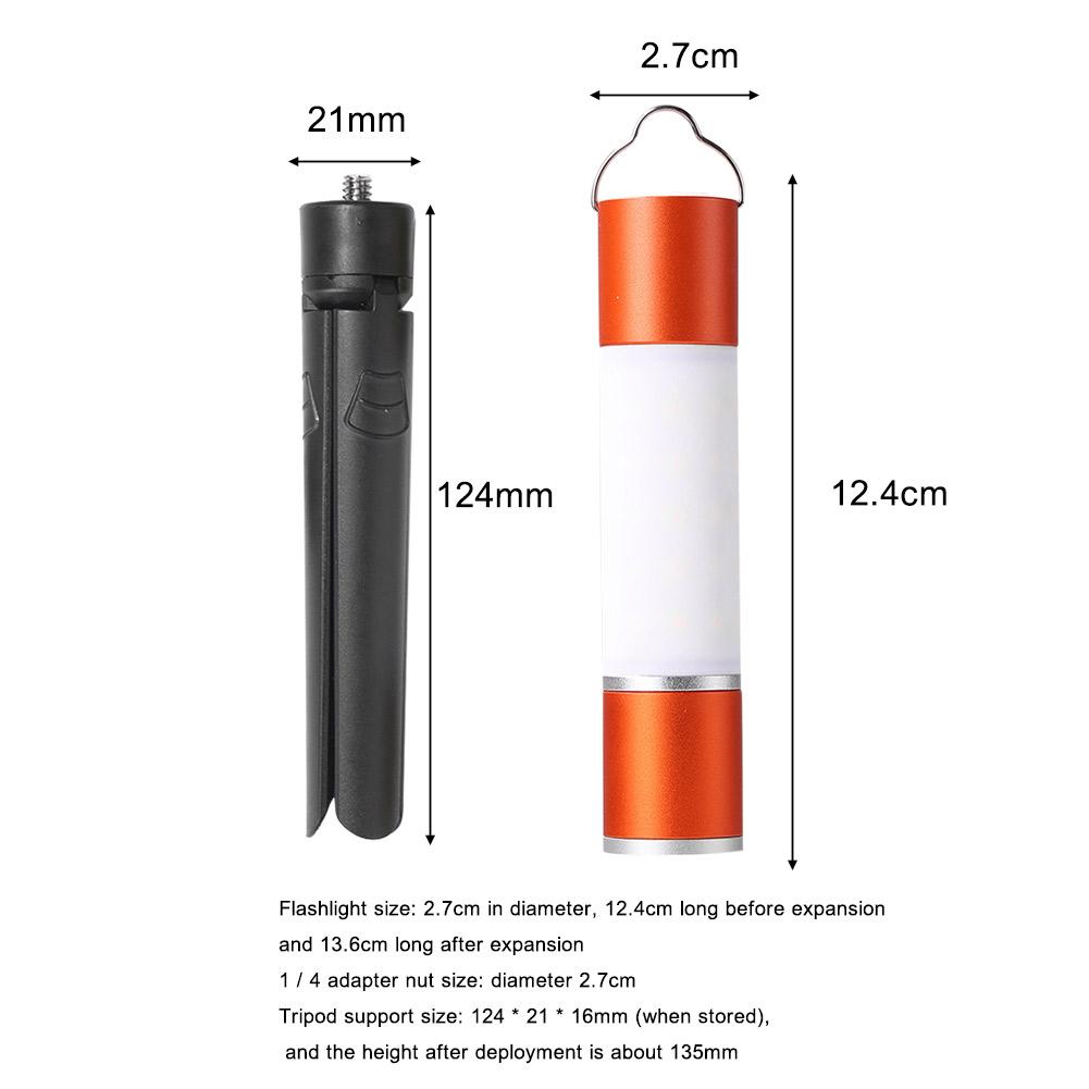 Outdoor Camping LED Telescopic Flashlight with Tripod Nuts Multifunctional Rechargeable Retractable Torch Light Table Lamp