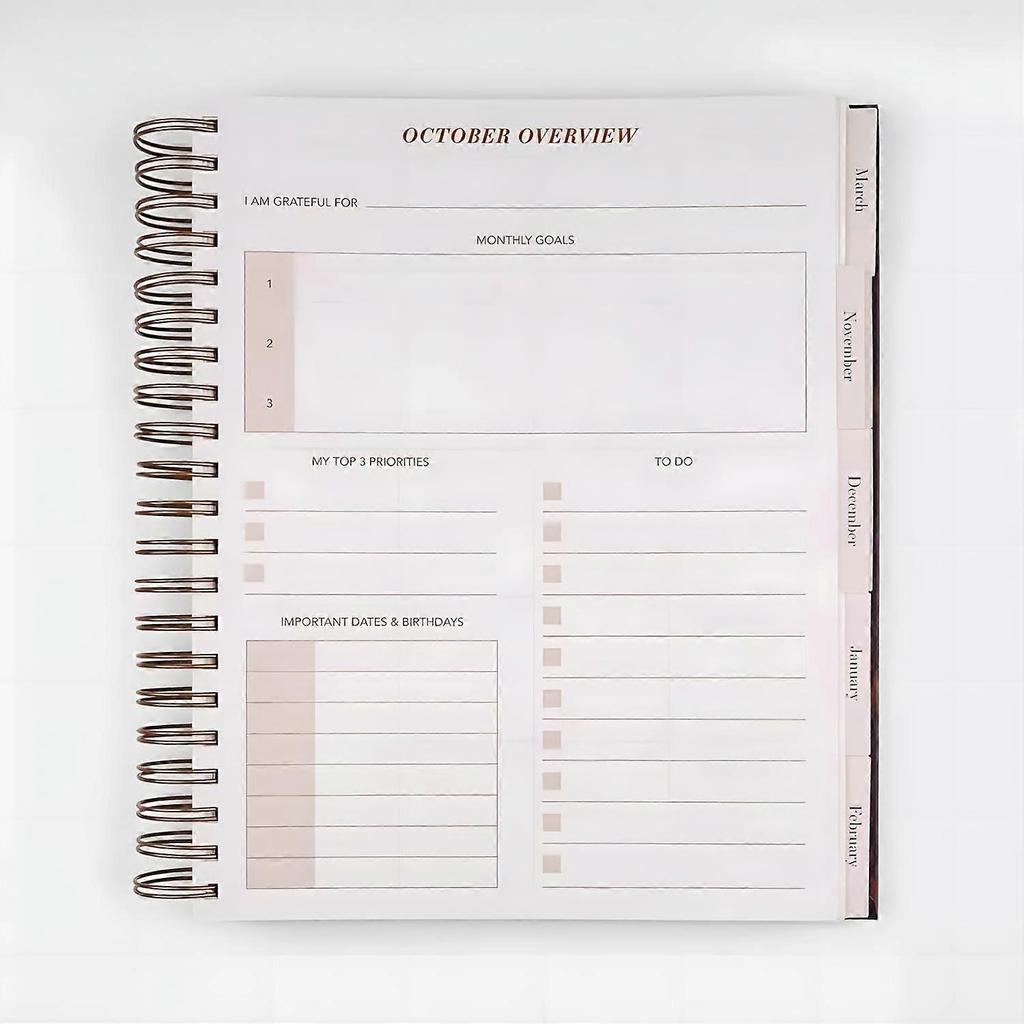 2026 Large Spiral Tortoise Shell Planner (Hardcover), 15-Month Weekly & Monthly Planner, Full Size Academic & Professional Organizer, Lay-Flat Spiral 