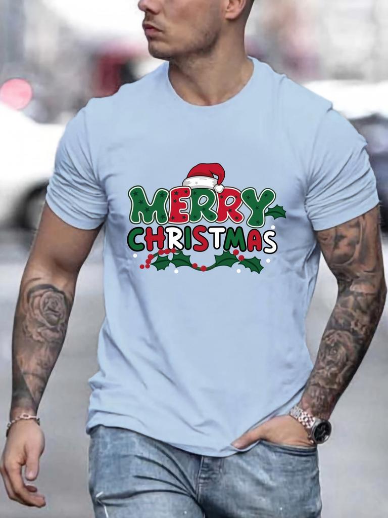 Merry Christmas Men's T-Shirts Summer Casual Round Neck Gym Tshirt Oversize Man Short Sleeve Tops Funny Harajuku Men's Clothes