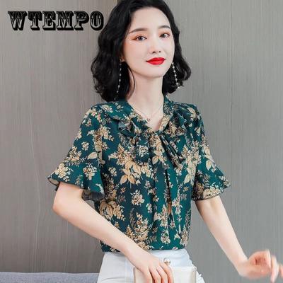 Chemise d'été à manches courtes en mousseline pour femme, haut ample à fleurs