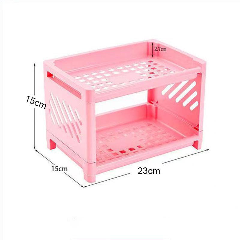 

Стильна багатошарова настільна полиця для зберігання косметики, ванної кімнати, кабінету, гуртожитку та організації стільниці Pink - Two Layers