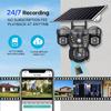 Echte Drei-Augen-Solarüberwachungskamera Zuhause Außen Garten 4G/WIFI Drei-Bildschirm-Kamera