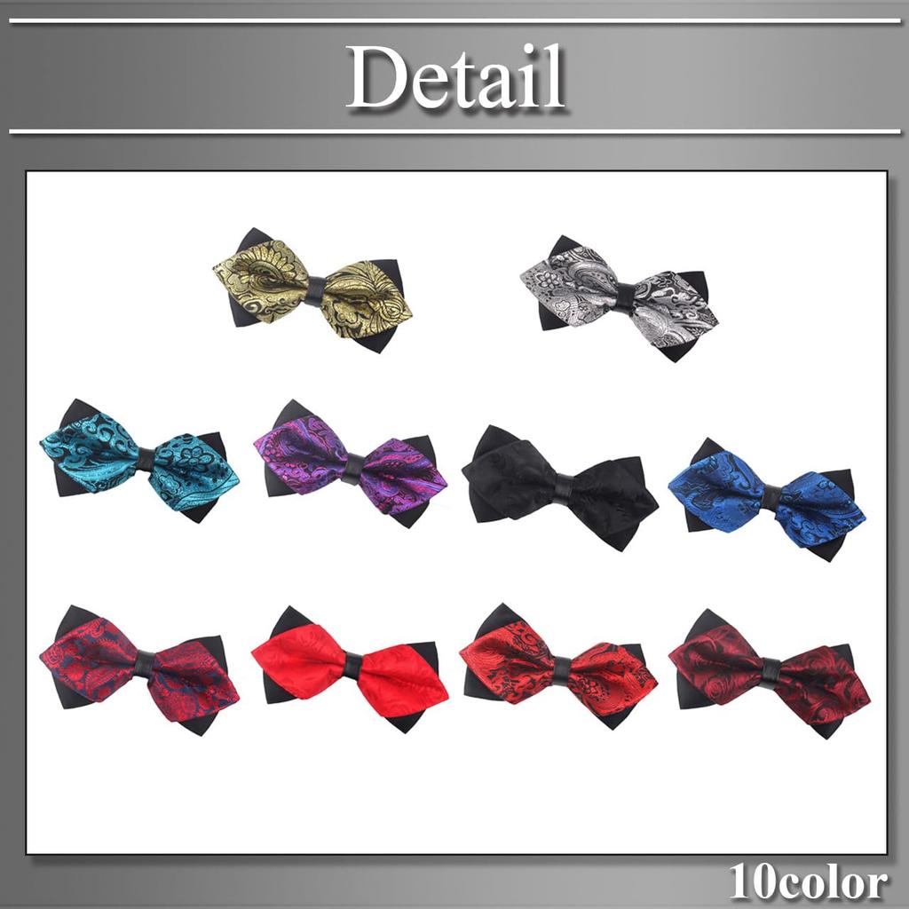 [Buzz Selection] Jacquard Double Bow Tie, Suitable for Weddings, Business, Stylish, Unique, Glossy, Elegant, Men's AC531 (Silver)