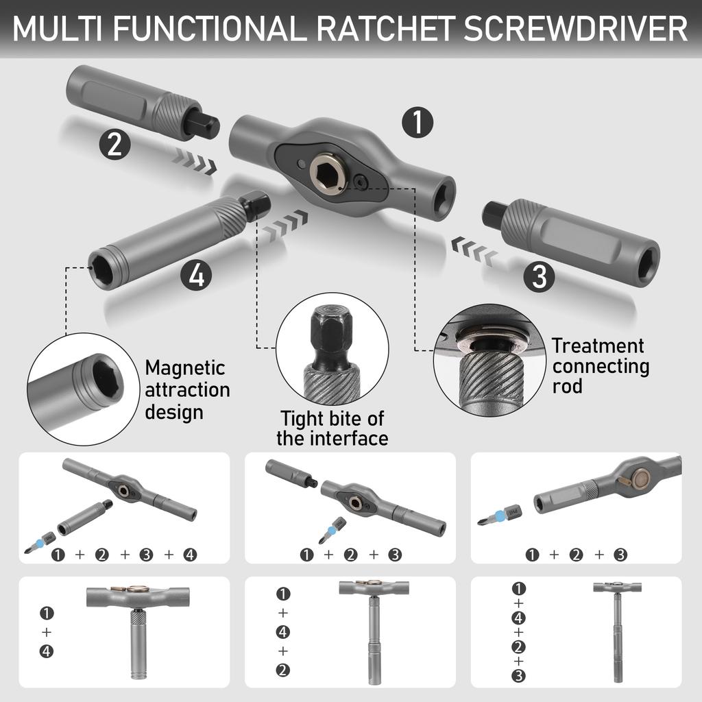 43in1 Ratchet Screwdriver Set Magnetic Screwdriver Repair Tools Set with Handle Multifunctional Screwdrivers for Assembly Repair